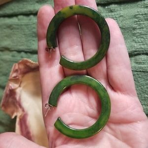 Vintage Marbled Green Colored Lucite Earrings TCJB1